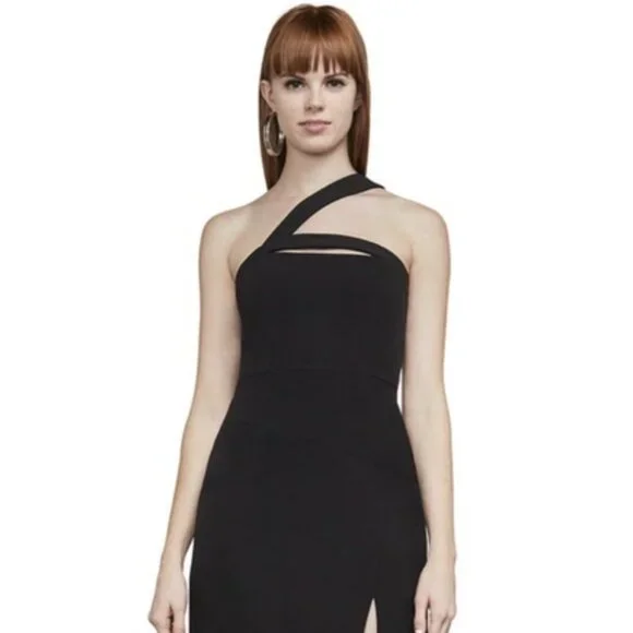 bcbg asymmetrical evening dress BCBGMAXAZRIA Mixed-Print Asymmetric Dress L